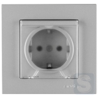 Розетка с заземлением и крышкой 16A/220V Arvia Electric KAREN Серебро (20 03 2000 218)